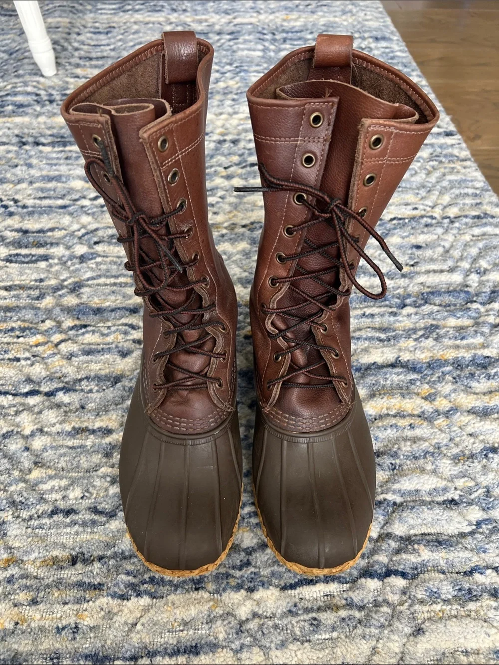 Men's L.L. Bean, Maine hunting shoe Brown Leather Lace-Up Duck Boots size 10